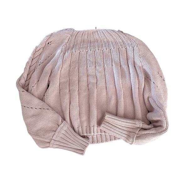 Free People Sandre Cable Stitch Sweater Pink Lotus L – Sold Out Color - Read - Picture 8 of 8